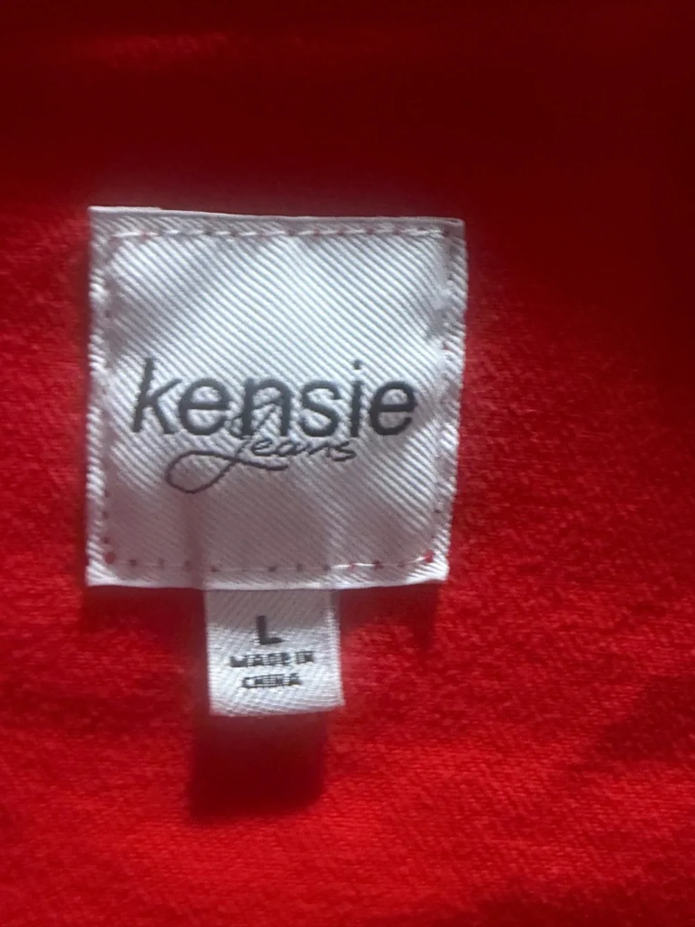 Kensie Jeans large bright red denim Jean jacket cropped button front cotton coat